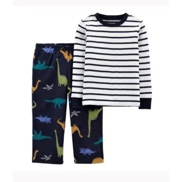 CARTERS Boys Sz 8 Dinosaur Print Snug Fitting Lounge Pajamas 3 Pc Set NEW NWT - Picture 2 of 7